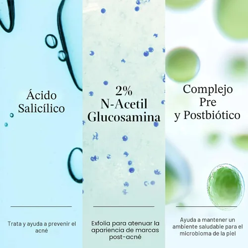 Vista 4 de Neutrogena Hidratante de gel para acné uniformemente transparente con ácido salicílico y N-acetil glucosamina, hidratante facial ligero y no grasoso