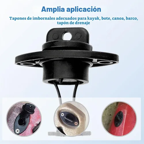 Vista 4 de Kit de tapones de drenaje de kayak, tapones de rosca para kayak, canoa, barco con tornillos, herrajes