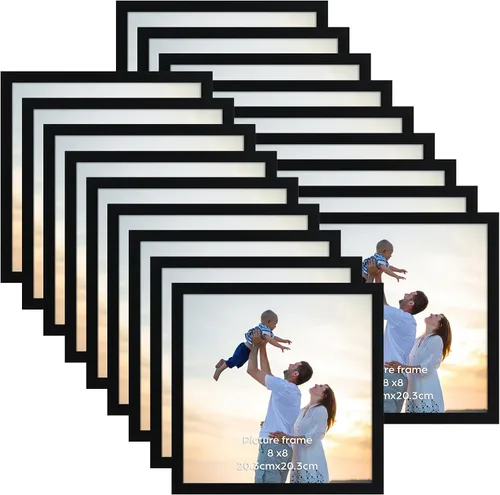 Vista 17 de Hoikwo 18 paquetes de marcos de fotos de plástico negro de 3.5x5 multifuncionales con cubierta de plástico para fotos familiares, obras de arte