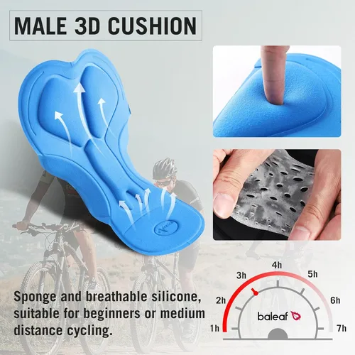 Vista 5 de baleaf Pantalones cortos de ciclismo acolchados 3D para hombre, ropa interior de ciclismo MTB Liner