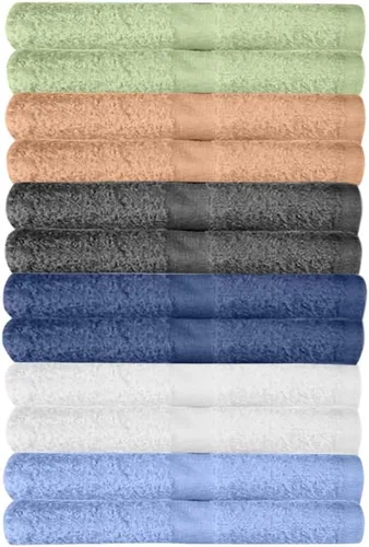 Vista 8 de KAHAF Collection Paquete de 6 toallas de baño, ligeras, extraabsorbentes, 100% algodón, toallas de ducha (multicolor, 27 x 54 pulgadas)