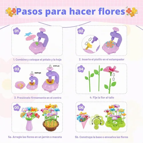 Vista 5 de FUNZBO Juguetes para niñas - Kits de manualidades de ramo de flores