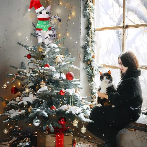 Vista 6 de Adorno de Copa de Árbol de Navidad de Gato American Shorthair, Ornamento de Árbol de Navidad, Fiesta de Navidad, Vacaciones, Decoraciones del Hogar
