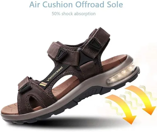 Vista 5 de visionreast Sandalias atléticas para hombre con puntera abierta, sandalias antideslizantes con cojín de aire, sandalias casuales de playa