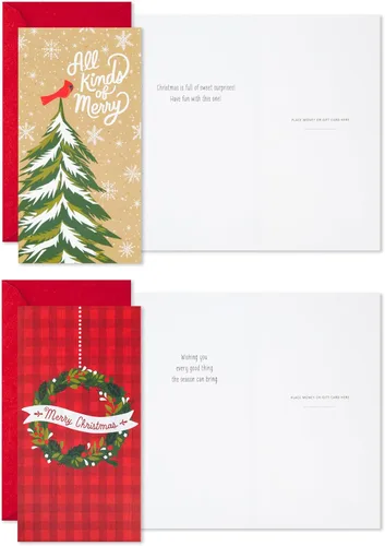 Vista 5 de Hallmark - Surtido de tarjeteros para tarjetas de regalo de Navidad o portamonedas, rústico (36 tarjetas con sobres)