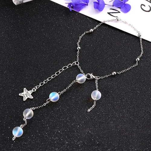 Vista 3 de Cuentas de cristal mate de sirena Aurora Moonstone para hacer joyas, 0.157 in, 200
