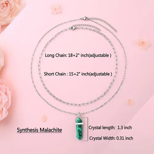 Vista 5 de XIANNVXI Collar de piedra de cristal curativo con colgante de cuarzo natural Reiki con piedras preciosas en capas, joyería de bruja para mujer