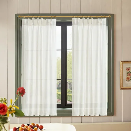 Vista 27 de Jinchan - Cortinas de cocina de lino rústico beige con bolsillo para barra, 26 x 36 pulgadas, 2 paneles