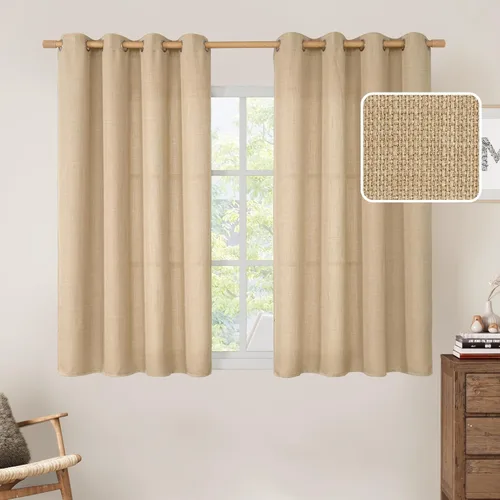 Vista 13 de LAMIT Cortinas de Lino Blancas Semitransparentes para Dormitorio, Paneles Filtrantes de Luz, Cortinas de Lino con Ojales de Protección de Privacidad