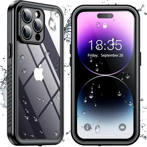 Vista 17 de SPIDERCASE Funda impermeable para iPhone 12 Pro Max, lente integrada y protector de pantalla, protección completa resistente, 12 pies, a prueba
