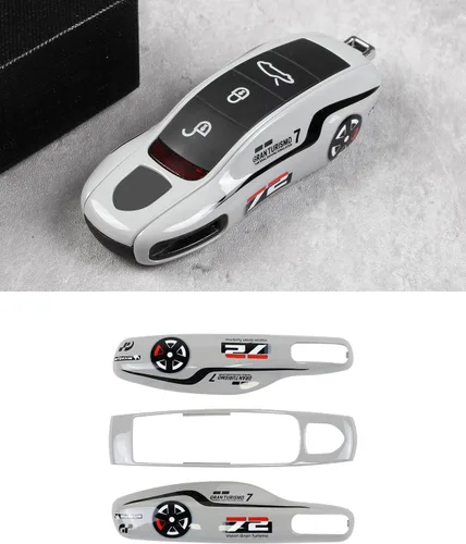 Vista 14 de Funda para llaves Porsche Panamera 911, llavero de protección de llave de coche para Porsche Cayenne Taycan Gris precise cutouts soft leather