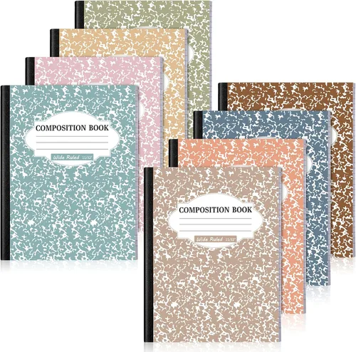 Vista 10 de Colarr Paquete de 8 cuadernos de composición de 9.75 x 7.5 pulgadas de ancho, libros de composición de papel de mármol a rayas de varios