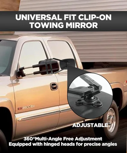 Vista 3 de AOCISKA Espejo de Remolque para Automóvil - Espejo Ajustable Universal con Abrazadera de Rotación de 360 Grados, Bloques de Nivelación para RV