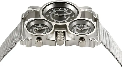 Vista 3 de Oct17 Reloj de pulsera analógico de cuarzo militar de acero inoxidable con malla de metal, correa de reloj durable, incluye subesferas, multi zona