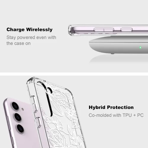 Vista 5 de ICEDIO Funda protectora duradera para Samsung Galaxy S23 Plus, ajuste delgado, transparente, con diseños de moda para niñas y mujeres, funda