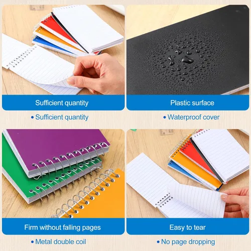 Vista 3 de Leelosp Cuadernos pequeños en espiral de 3 x 5 pulgadas, bloc de notas de bolsillo con 75 hojas cada uno, mini blocs de espiral superior para notas