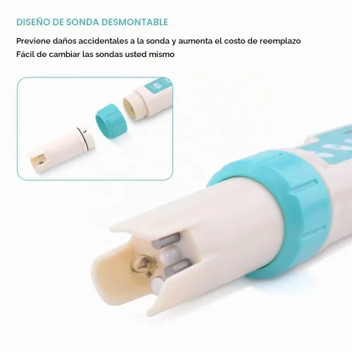 Vista 3 de Medidor de pH 7 en 1 Gomass 0.01 Probador de pH de alta precisión digital para agua TDS/EC/Salinidad/Temp/ORP/S. G/PH Probador de pluma de agua