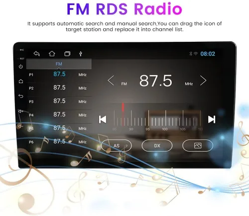 Vista 4 de Radio estéreo Android 13 para coche para Hyundai Sonata NF 2004-2008, Biorunn 9 pulgadas GPS inalámbrico con cable Car-Play Android Auto IPS