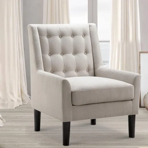 Vista 8 de Rosevera Maci - Sillas decorativas, sillón moderno de mediados de siglo para sala de estar, asiento cómodo para dormitorio, apartamento, fácil Beige