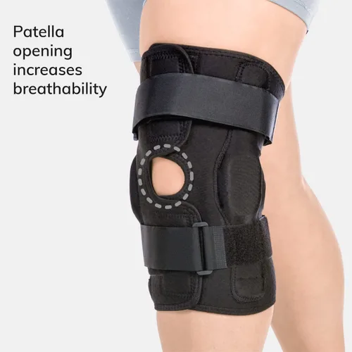 Vista 6 de BraceAbility Rodillera ROM de menisco desgarrado, soporte poscirugía con bisagras con control de extensión de flexión para tratamiento