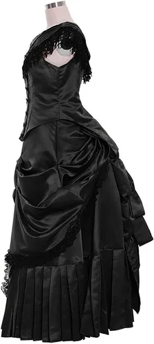 Vista 2 de Disfraz victoriano para mujer, estilo vintage, victoriano, eduardiano, vestido con falda
