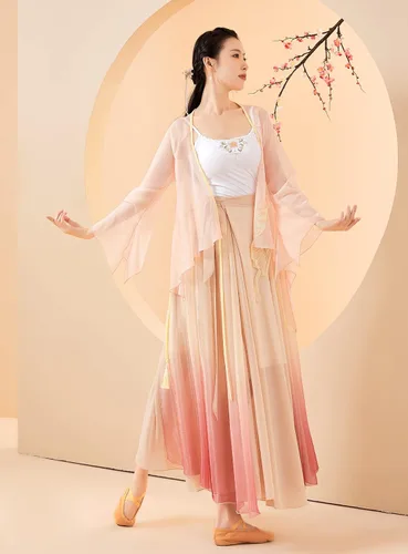 Vista 6 de Angcoco Top de gasa de mariposa bordada tradicional china para mujer + falda con vuelo de 720