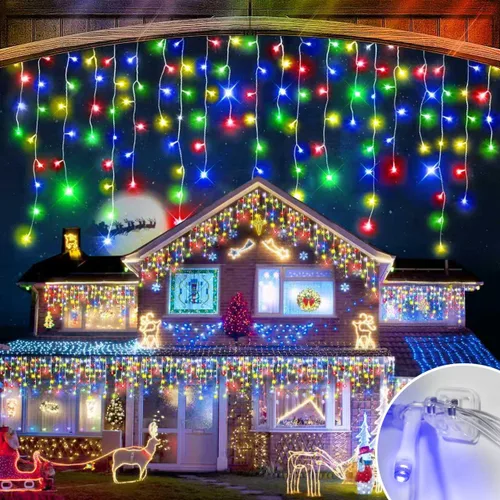 Vista 10 de Luces de Halloween para exteriores de 52 pies, 480 luces LED de Halloween moradas y naranjas, 12 modos de iluminación con temporizador de memoria