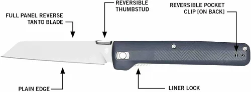 Vista 2 de Gerber Gear Pledge Pocket Knife with Pocket Clip - 3.7" Full Panel Plain Edge Blade Folding Knife - EDC Gear and Equipment Azul (Urban)