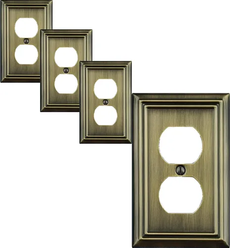 Vista 15 de OKAWYC Cubierta Individual en Blanco para Interruptor de Luz Placa de Pared de Metal Adler, Paquete de 4 Latón Antiguo 1 Gang, Cubierta