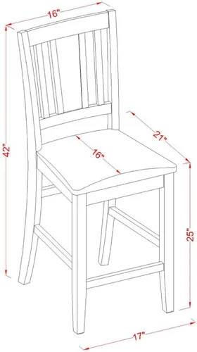 Vista 5 de East West Furniture VNBU5-MAH-LC - Juego de mesa de comedor de 5 piezas de altura de mostrador incluye una mesa de cocina cuadrada y 4 sillas
