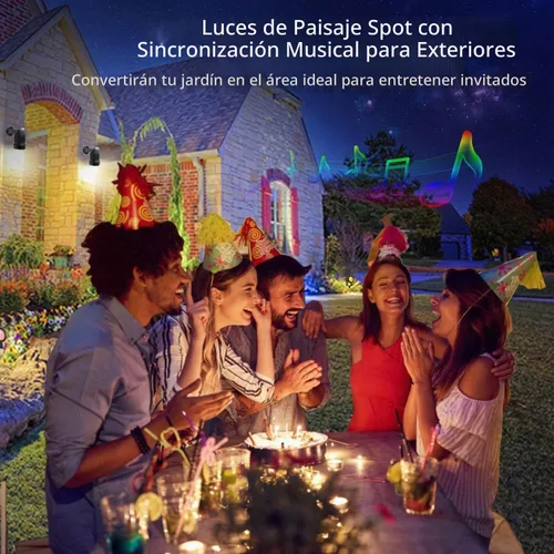 Vista 6 de Luces para exteriores, focos de 15 W para exteriores con enchufe de EE. UU. y control remoto, focos de paisaje de control de aplicación de 12 V 2