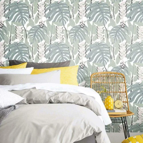 Vista 11 de RoomMates RMK11531RL Finlayson - Papel tapiz autoadhesivo verde y amarillo Bunaken