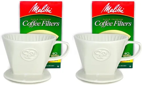 Vista 11 de Simply Charmed Dachshund - Café de cerámica para verter o gotear con caja completa de 40 filtros Melitta Brown tamaño #2