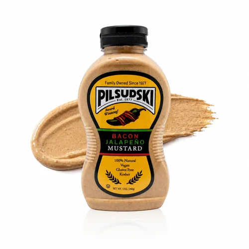 Vista 4 de Pilsudski's Brand Mustard - Botella exprimible de 12 onzas, condimentos perfectos para cualquier plato (12 onzas líquidas (paquete de 4), Mustard