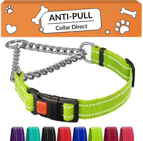 Vista 8 de CollarDirect Martingale - Collar para perro con cadena de acero inoxidable y hebilla de liberación rápida, collar reflectante para perros grandes