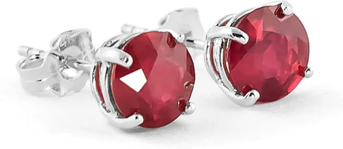 Vista 5 de Galaxy Gold GG Aretes de tuerca de rubí blanco macizo de 14 quilates, rosa, oro amarillo, 3.5 ct s (CTW) Ruby- 3487, Gema Metal, Rubí