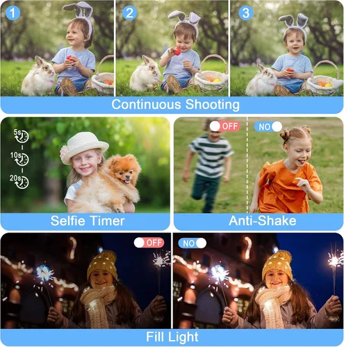 Vista 7 de Cámara digital, 4K 64MP Cámara digital de apuntar y disparar con zoom de 18X cámara compacta para vlogging para adolescentes, adultos, niños, niñas