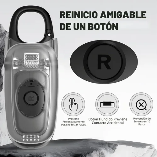 Vista 4 de U-Trak3D Pedometer for Walking with Removable Clip and Carabiner Simple Step Counter for Walking Accurate Clip On Step Tracker for Men Women Kids