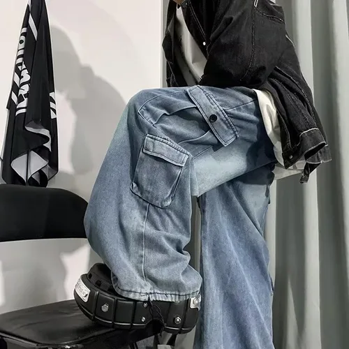 Vista 5 de Grunge Baggy Jeans Y2K Emo Alt Cargo Pant Fairycore Demin Ropa Hippie Jogger Pantalones deportivos Hippie Acubi Streetwear