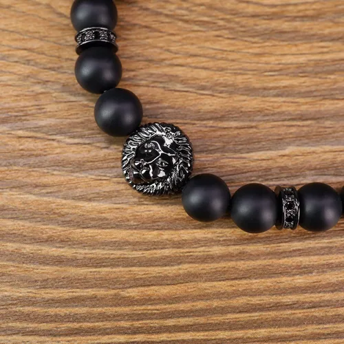 Vista 4 de COAI Pulsera de león con cuentas de piedra para hombres y mujeres, Piedra