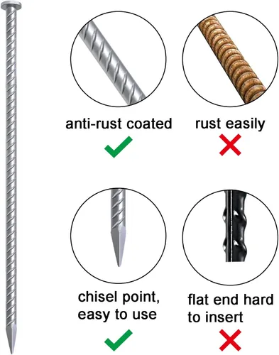 Vista 3 de VVOKGO Estacas de refuerzo de 12 pulgadas de metal con puntas en espiral para asfalto (16 piezas), anclajes galvanizados de 1/2 pulgada de diámetro