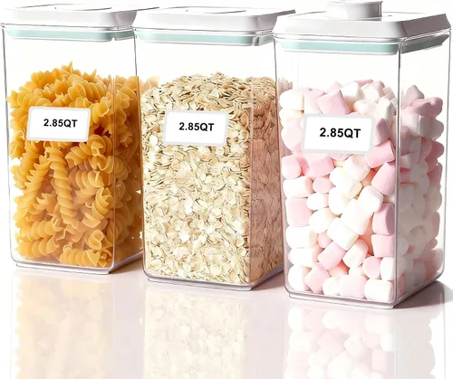 Vista 8 de Cozey - Recipientes apilables para almacenamiento de alimentos diarios con tapas, 6 unidades Airtight Kitchen Pantry Organizers for Snack Candy