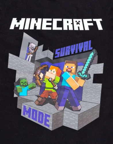Vista 6 de Minecraft Camiseta de manga corta para niños Alex Steve Sword Black Game
