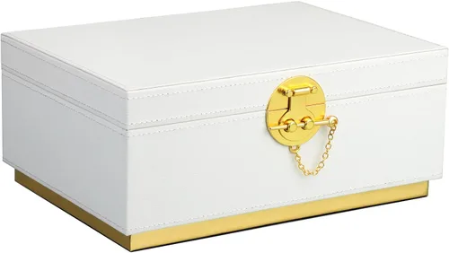 Vista 12 de HofferRuffer Elegante Caja Decorativa de Cuero Sintético, Organizador de Caja de Joyería de Almacenamiento, Soporte Organizador de Cosméticos Grande