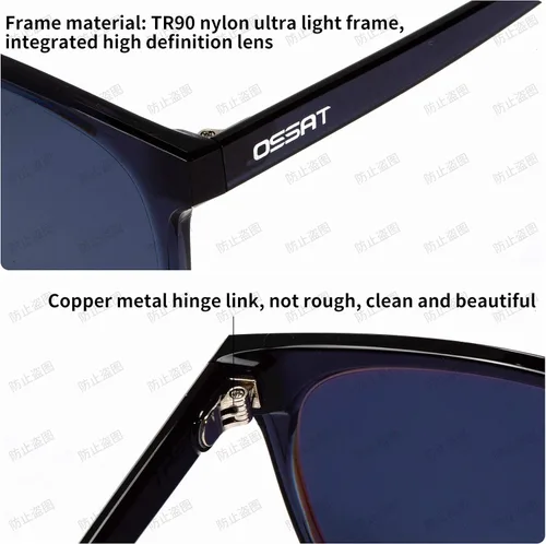 Vista 7 de Gafas de sol cuadradas de plástico para hombre y mujer de color negro con diseño retro 100 de protección UV