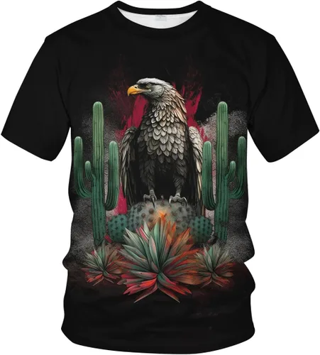 Vista 2 de Camiseta colorida de la bandera mexicana mágica de México Eagle Cactus Camisetas