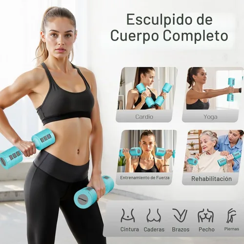Vista 7 de EAST MOUNT Adjustable Weight Dumbbells Set of 2, 8 in 1 Hand Weights for Women Azul