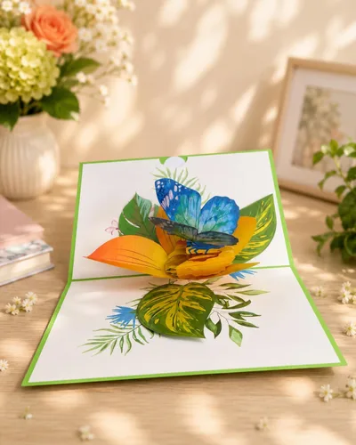 Vista 3 de Tarjeta desplegable 3D de mariquita y trébol, tarjeta de insectos 3D para novia, esposa, madre, abuela, maestra, día de la madre, aniversario