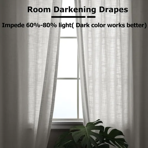 Vista 5 de Frelement Paneles de cortinas de lino hechos a medida para sala de estar, dormitorio, sala de reuniones, cortinas extralargas para techo alto