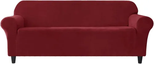 Vista 12 de Funda elástica para sofá de 3 cojines, 1 funda de terciopelo para sofá, fundas protectoras de muebles con parte inferior elástica, lavable a máquina